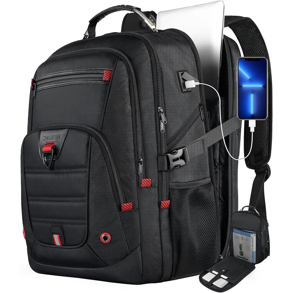 Z-MGKISS Extra Large Travel Backpack, TSA Backpack 17.3 Inch, 50L Anti Theft 17